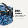 Amazon Essentials Women’s Quilted Makeup Bag with Brush Storage, Blue Floral, One Size(Blue Floral)