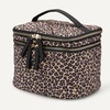 Amazon Essentials Women’s Quilted Makeup Bag with Brush Storage, Blue Floral, One Size(Leopard)