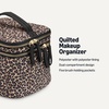 Amazon Essentials Women’s Quilted Makeup Bag with Brush Storage, Blue Floral, One Size(Leopard)