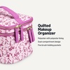 Amazon Essentials Women’s Quilted Makeup Bag with Brush Storage, Blue Floral, One Size(Pink Floral)