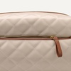 Amazon Essentials Women’s Quilted Travel Makeup Bag with Mesh Compartments, Black Faux Leather, One Size(Ivory Faux Leather)