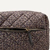 Amazon Essentials Women’s Quilted Travel Makeup Bag with Mesh Compartments, Black Faux Leather, One Size(Leopard)