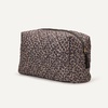 Amazon Essentials Women’s Quilted Travel Makeup Bag with Mesh Compartments, Black Faux Leather, One Size(Leopard)