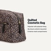 Amazon Essentials Women’s Quilted Travel Makeup Bag with Mesh Compartments, Black Faux Leather, One Size(Leopard)