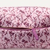 Amazon Essentials Women’s Quilted Travel Makeup Bag with Mesh Compartments, Black Faux Leather, One Size(Pink Floral)