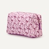 Amazon Essentials Women’s Quilted Travel Makeup Bag with Mesh Compartments, Black Faux Leather, One Size(Pink Floral)