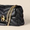 Amazon Essentials Women’s Soft Quilted Flap Bag with Adjustable Chain Strap(Black Faux Leather)