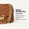 Amazon Essentials Women’s Soft Quilted Flap Bag with Adjustable Chain Strap(Dark Brown Nylon)