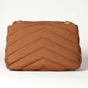 Amazon Essentials Women’s Soft Quilted Flap Bag with Adjustable Chain Strap(Dark Brown Nylon)