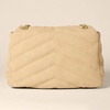 Amazon Essentials Women’s Soft Quilted Flap Bag with Adjustable Chain Strap(Tan Faux Suede)