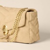 Amazon Essentials Women’s Soft Quilted Flap Bag with Adjustable Chain Strap(Tan Faux Suede)