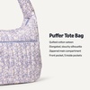 Amazon Essentials x Sofia Grainge Women’s Quilted Puffer Tote Bag with Zip(Blue Ivory Delicate Floral)