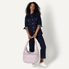 Amazon Essentials x Sofia Grainge Women’s Quilted Puffer Tote Bag with Zip(Blue Ivory Delicate Floral)