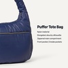 Amazon Essentials x Sofia Grainge Women’s Quilted Puffer Tote Bag with Zip(Navy)