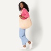 Amazon Essentials x Sofia Grainge Women’s Quilted Puffer Tote Bag with Zip(Shell Pink Ornate Paisley)