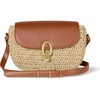 Amazon Essentials Women’s Crossbody Flap Bag with Adjustable Strap and Internal Pocket(Brown Raffia)