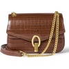 Amazon Essentials Women’s Faux Leather Chain Shoulder Bag with Adjustable Strap, Metal Hardware and Lock(Brown Faux Crocodile)
