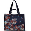 Amazon Essentials Women’s Jacquard Tote Bag, Navy Floral, One Size(Navy Floral)