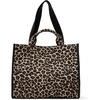 Amazon Essentials Women’s Jacquard Tote Bag, Navy Floral, One Size(Tan Leopard)