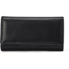 Amazon Essentials Women’s Long Flap Continental Leather Wallet with Snap Closure, Black, One Size(Black)