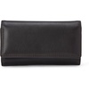 Amazon Essentials Women’s Long Flap Continental Leather Wallet with Snap Closure, Black, One Size(Dark Brown)