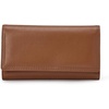 Amazon Essentials Women’s Long Flap Continental Leather Wallet with Snap Closure, Black, One Size(Tan)
