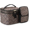 Amazon Essentials Women’s Quilted Makeup Bag with Brush Storage, Blue Floral, One Size(Leopard)