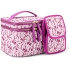 Amazon Essentials Women’s Quilted Makeup Bag with Brush Storage, Blue Floral, One Size(Pink Floral)