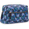 Amazon Essentials Women’s Quilted Travel Makeup Bag with Mesh Compartments, Black Faux Leather, One Size(Blue Floral)