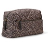 Amazon Essentials Women’s Quilted Travel Makeup Bag with Mesh Compartments, Black Faux Leather, One Size(Leopard)