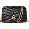 Amazon Essentials Women’s Soft Quilted Flap Bag with Adjustable Chain Strap(Black Faux Leather)