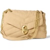 Amazon Essentials Women’s Soft Quilted Flap Bag with Adjustable Chain Strap(Tan Faux Suede)