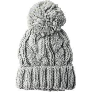 Amazon Essentials Women’s Chunky Cable Beanie with Yarn Pom(Light Gray Marl)