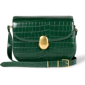 Amazon Essentials Women’s Crossbody Flap Bag with Adjustable Strap and Internal Pocket(Dark Green Faux Crocodile)