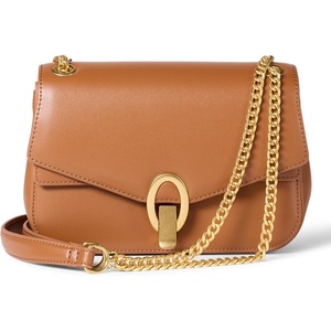 Amazon Essentials Women’s Faux Leather Chain Shoulder Bag with Adjustable Strap, Metal Hardware and Lock(Tan Faux Leather)