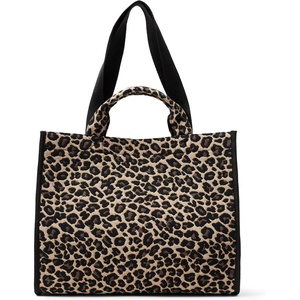 Amazon Essentials Women’s Jacquard Tote Bag, Navy Floral, One Size(Tan Leopard)