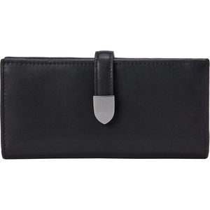 Amazon Essentials Women’s Leather Clutch Wallet with Multiple Card Pockets and Zip Compartments, Black, One Size