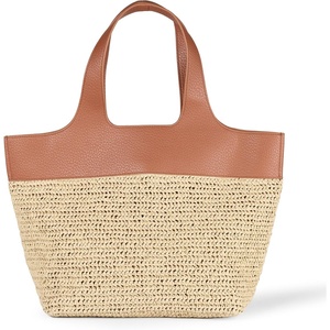 Amazon Essentials Women’s Oversized Tote Bag, Tan(Brown Raffia)