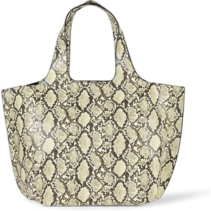 Amazon Essentials Women’s Oversized Tote Bag, Tan(Grey Faux Snakeskin)
