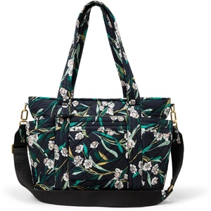 Amazon Essentials Women’s Quilted Cotton Tote Handbag(Black Floral)