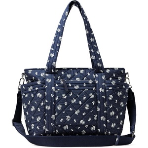 Amazon Essentials Women’s Quilted Cotton Tote Handbag(Navy Floral)