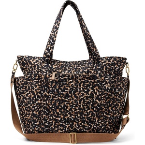 Amazon Essentials Women’s Quilted Cotton Travel Tote Bag, Black, One Size(Abstract Animal Print)