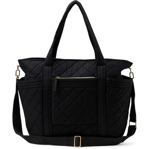 Amazon Essentials Women’s Quilted Cotton Travel Tote Bag, Black, One Size(Black)