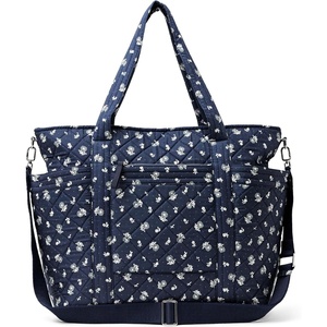 Amazon Essentials Women’s Quilted Cotton Travel Tote Bag, Black, One Size(Navy Floral)