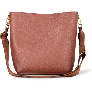 Amazon Essentials Women’s Soft Bucket Bag, Crossbody Shoulder Handbag with Minimalist Design, Vegan Leather(Dark Brown)