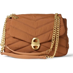 Amazon Essentials Women’s Soft Quilted Flap Bag with Adjustable Chain Strap(Dark Brown Nylon)