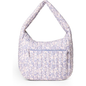 Amazon Essentials x Sofia Grainge Women’s Quilted Puffer Tote Bag with Zip(Blue Ivory Delicate Floral)
