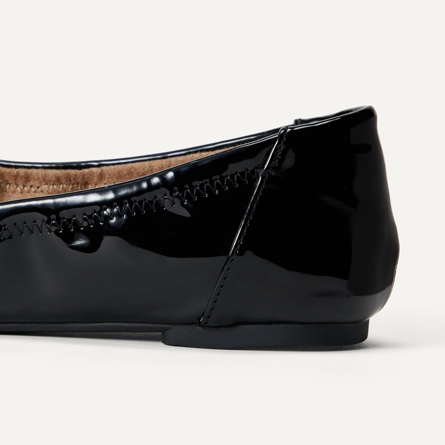 image:imageAmazon Essentials Womens Comfortable Round Toe Ballet Flats Cushioned Memory FoamBlack Patent