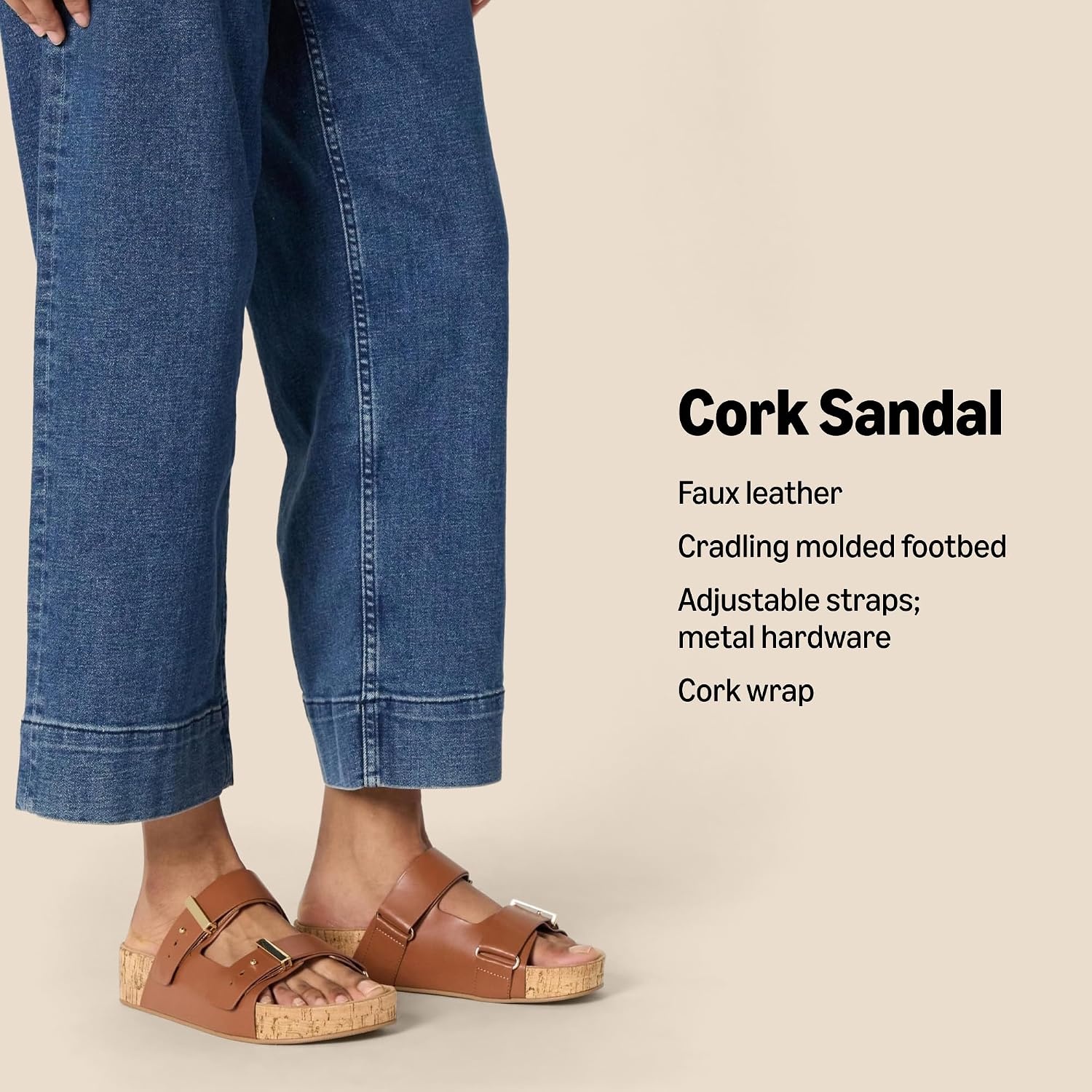 image:imageAmazon Essentials Womens Double Strap Cork SandalsBeige