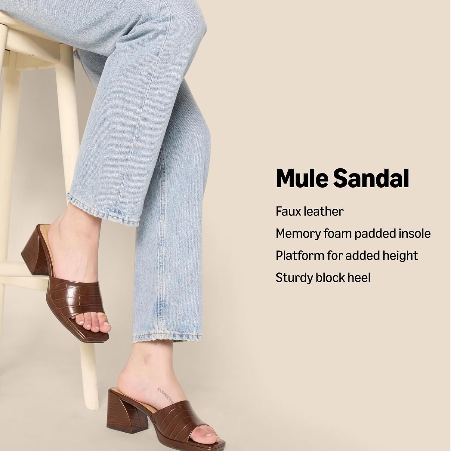 image:imageAmazon Essentials Womens Platform Mule Sandals with Sturdy Block HeelGrey Faux Snakeskin